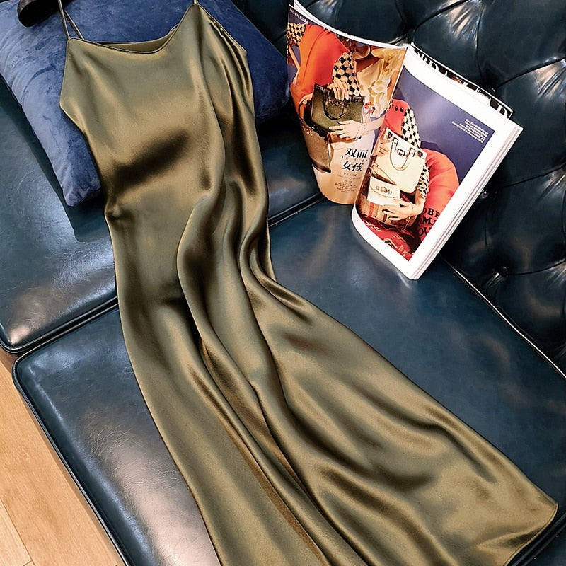 V-neck satin dress