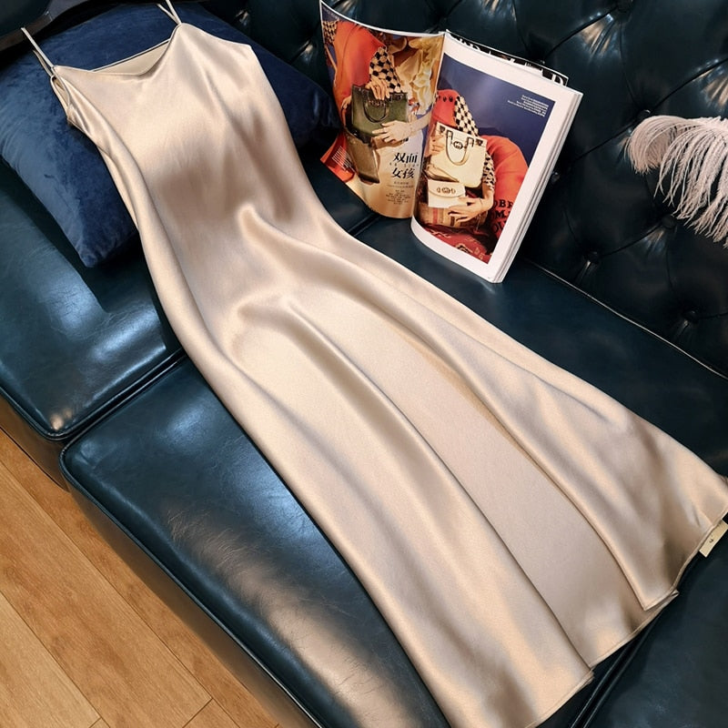 V-neck satin dress