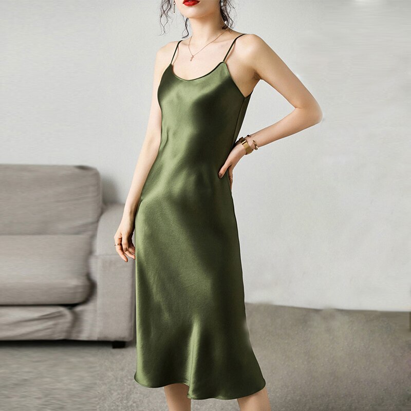 V-neck satin dress