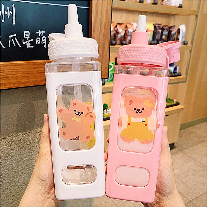 700/900 mL cute drinking bottle with a straw