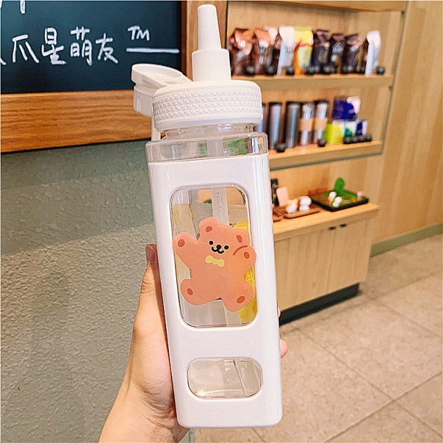 700/900 mL cute drinking bottle with a straw