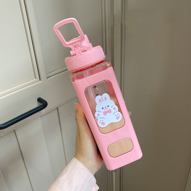 700/900 mL cute drinking bottle with a straw