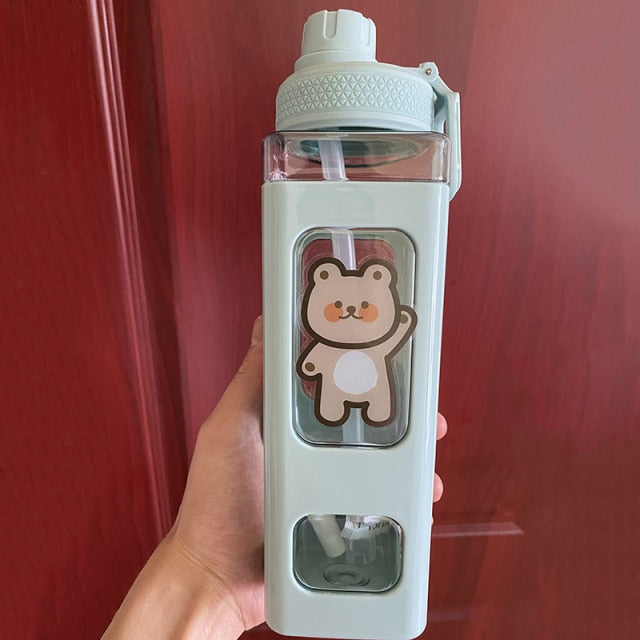 700/900 mL cute drinking bottle with a straw