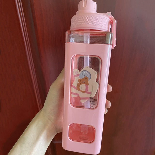 700/900 mL cute drinking bottle with a straw