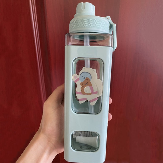 700/900 mL cute drinking bottle with a straw