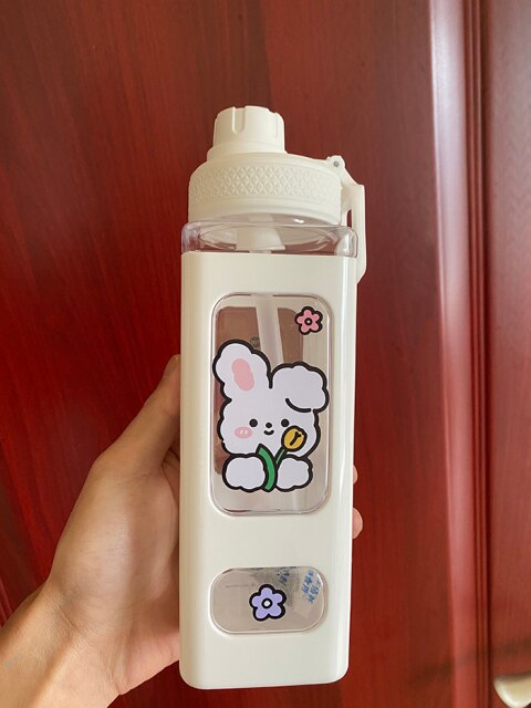 700/900 mL cute drinking bottle with a straw