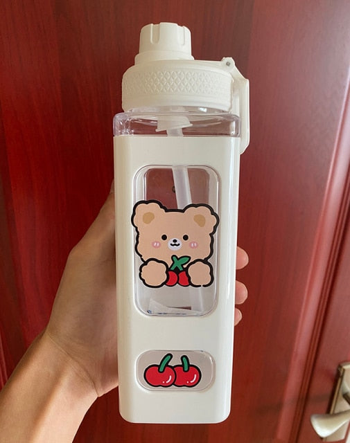 700/900 mL cute drinking bottle with a straw