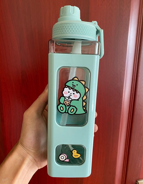 700/900 mL cute drinking bottle with a straw