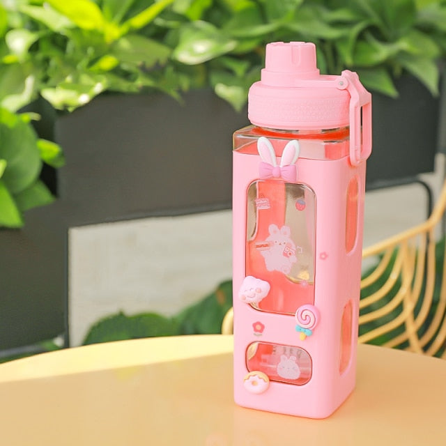 700/900 mL cute drinking bottle with a straw