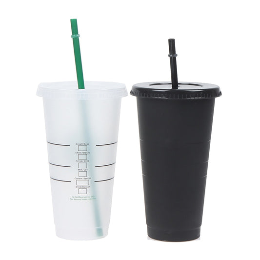 Drinking cup with a straw