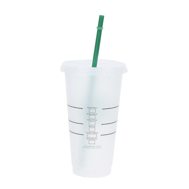 Drinking cup with a straw