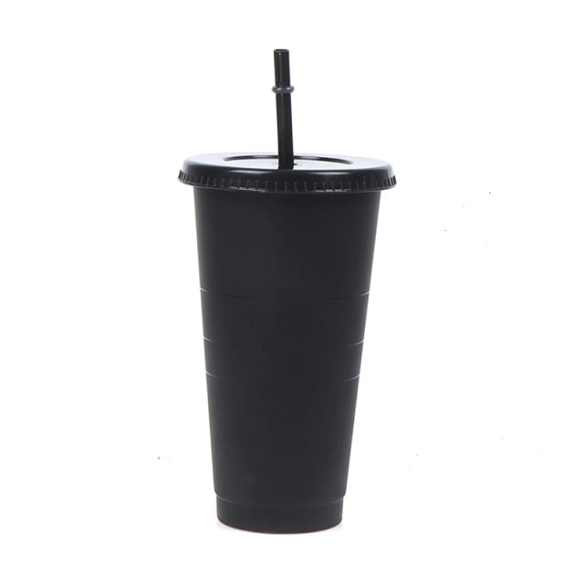 Drinking cup with a straw